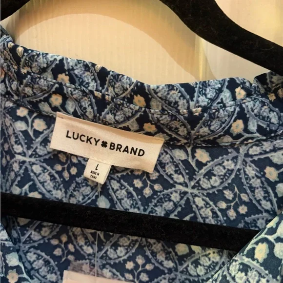 NWT Lucky Brand Navy Patterned Dress Tie Waist - Picture 5 of 9